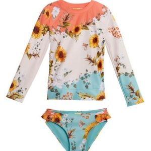 AGUA BENDITA GIRLS SUNSHOWER IZAR RASHGUARD SWIM SET size 8